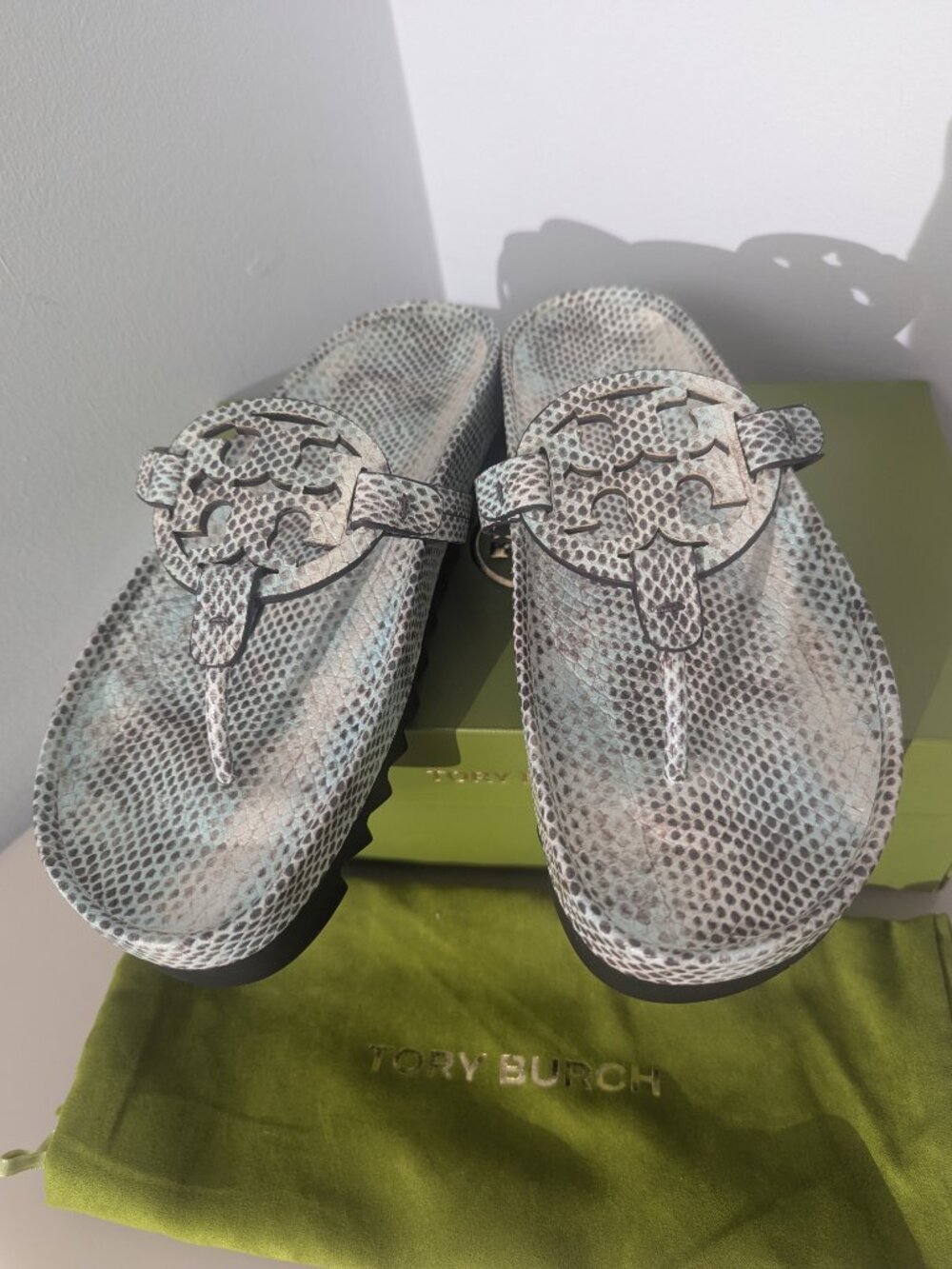 Tory Burch $258 Miller Cloud Lug Sandals Snake print - Picture 4 of 12